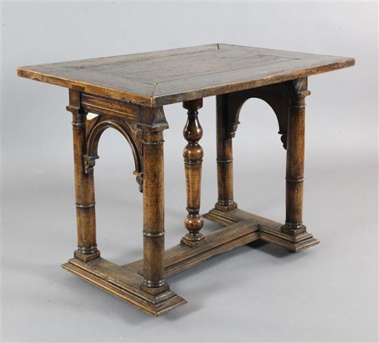 A 17th century style Spanish walnut centre table, W.3ft 2in. D.2ft 3in. H.2ft 6in.